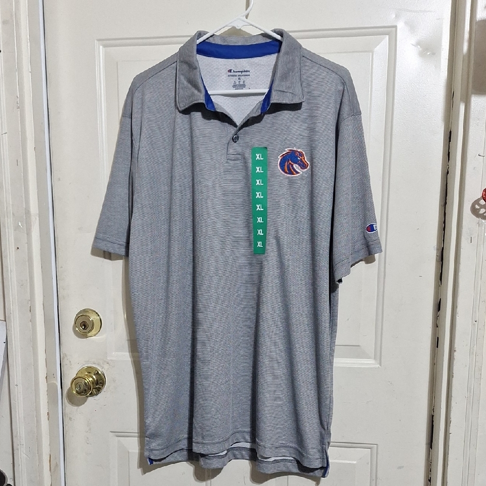 Champion BSU heather Gray Polo Shirt with Logo Boise State University